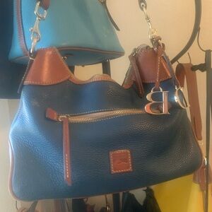 Dooney & Bourke Blue and Brown Leather Shoulder Bag